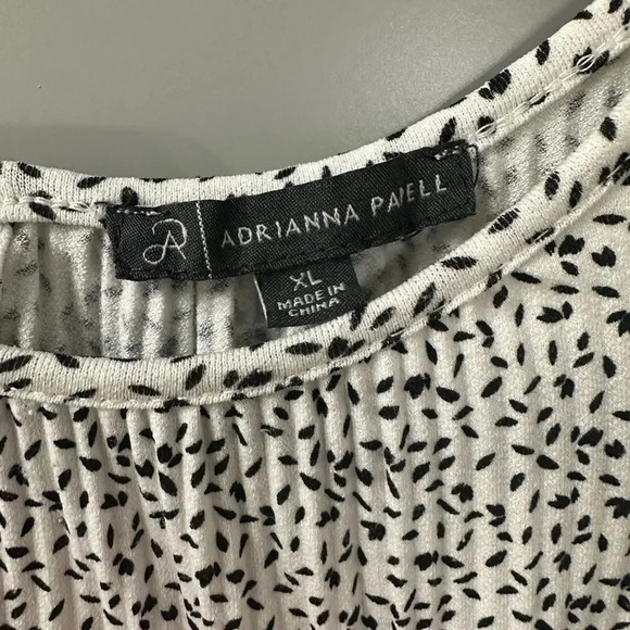 Adrianna Papell Shirt XL Ribbed Double Sleeve Black and White Dot Top - Picture 5 of 7